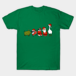 Funny Pig wears Christmas Tree Costume to Santa Animals Party T-Shirt